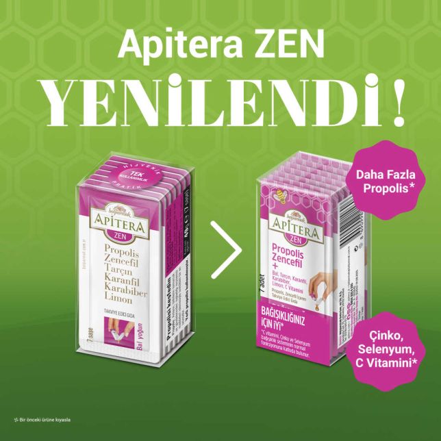 Apitera ZEN Doğal Bal, C Vitamini, Çinko, Selenyum, Zencefil, Tarçın, Karanfil, Karabiber, Limon ve 